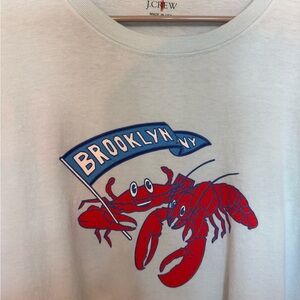 J. Crew Light Blue Tee with Red Lobster & Crab Graphic